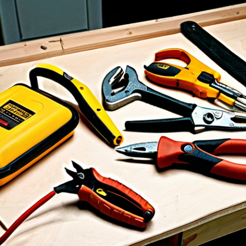 Home 22 **
A tradesman's workshop, focusing on hand tools like a screwdriver set, pliers, and wire strippers, alongside safety glasses and work gloves. The scene should convey a practical, hands-on approach to electrical work, emphasizing the importance of having the right tools for the job. Lighting should be bright and functional, highlighting the tools and safety equipment.
**
