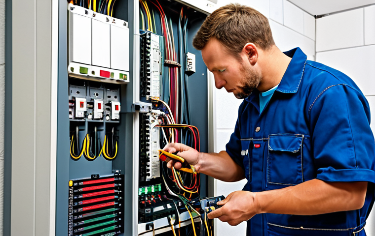 전기기사 시험과 관련된 자주 묻는 질문 - Focused Study**

"A dedicated electrician, fully clothed in work attire, studying technical blueprin...
