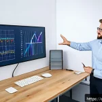 전기분야에서의 고객 커뮤니케이션 방법 - A professional German electrical engineer in a modern office setting, explaining a technical concept...