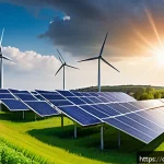 전기기사와 대체 에너지 시스템 - A modern regional energy cooperative scene in North Rhine-Westphalia, Germany, featuring a landscape...