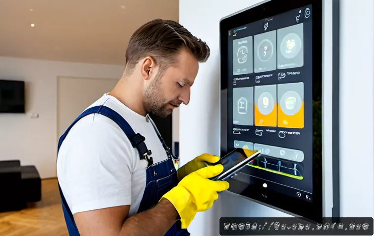 전기기사와 스마트 홈 시스템 설계 - Photorealistic German electrician designing a smart home system in a modern Berlin apartment, wearin...